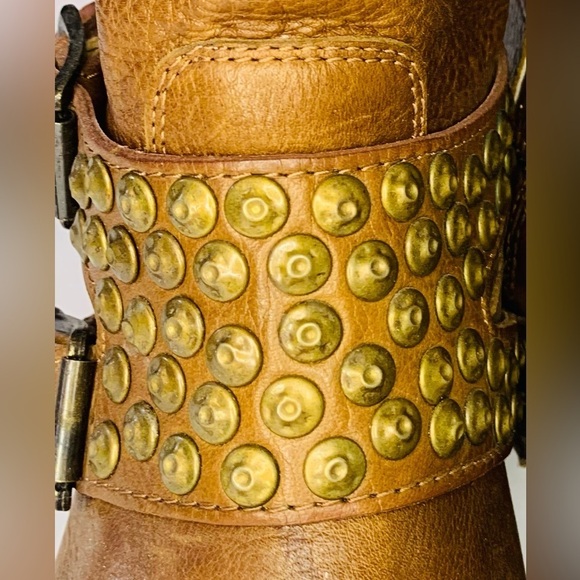 Frye Jenna Studded Short Boot In Cognac Leather 6.5M! - Picture 6 of 13
